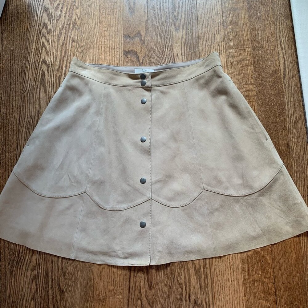 Joie (real) Suede Classic Beige Button-Up Mini Skirt